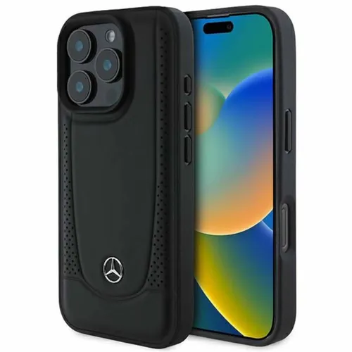 Mercedes-Benz iPhone 16 Pro Urban Schutzhülle Case - Schwarz - Hochwertige Handyhülle aus Öko-Leder für Apple iPhone 16 Pro, bietet optimalen Schutz und elegantes Design mit exklusivem Mercedes-Benz Logo.