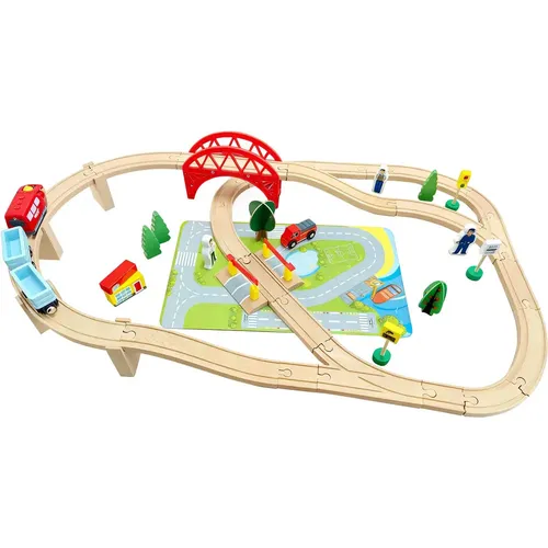 Spielmaus Holz Güterzug mit Waggon