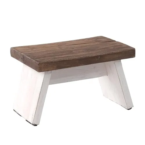 DESIGN DELIGHTS NOSTALGISCHER FUSSHOCKER SCHEMEL | Rustikaler Fußhocker aus Recyclingholz - Hocker fürs Kinderzimmer, ideal zum Füße hochlegen oder als dekoratives Element; handgefertigt aus 100% Recyclingholz, mit einzigartigem Charakter durch Risse und Unebenheiten.