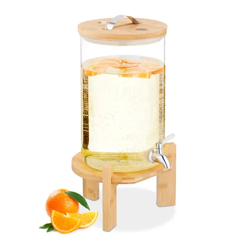 Relaxdays Getränkespender 8 Liter - Karaffen für Kalt- & Heißgetränke mit integriertem Thermometer und Edelstahl-Zapfhahn, ideal für Gartenpartys und Feierlichkeiten.