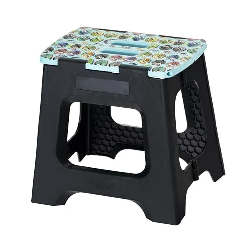 VIGAR Compact Uhus Tritthocker Klappbar 32 cm mit Griffen, Grau, 35 cm x 32 cm