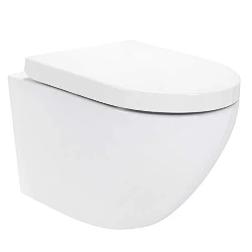 Redonde Design Hänge WC spülrandlos mit Softclose-Sitz - Hänge Toilette 