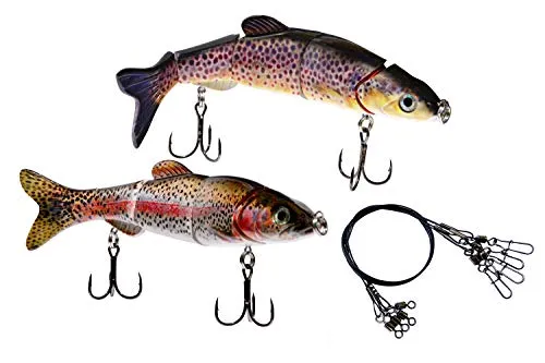 PetrisCatch 2er Wobbler Set + 4 Stahlvorfächer, 16cm Forellen, Owner Drillinge