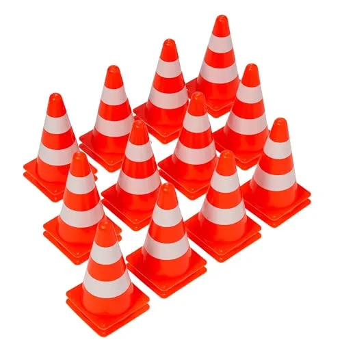 Bramble 24er-Set Pylonen 23 cm Orange-Weiß - Großpackung Sportkegel Verkehrshütchen Markierungskegel - Auch als Spielkegel für Kinder