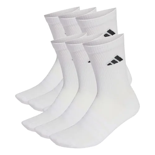 adidas Unisex CUSHIONED CREW SOCKS 6 PAIR PACK, white/white/black, 6-7 Years
