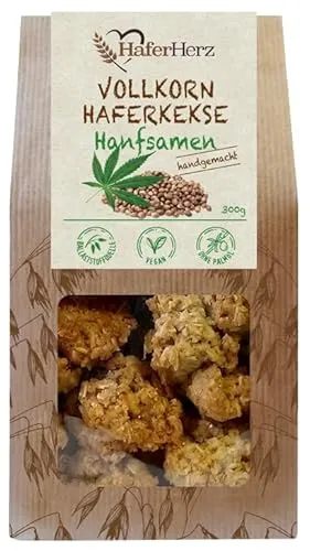 HaferHerz Volkorn Haferkekse Hanfsamen handgemachte 300g
