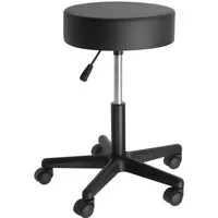 TecTake Rollhocker schwarz 402537 - 360° drehbar und höhenverstellbar - Bürostuhl mit 360° Drehfunktion, stufenlos höhenverstellbar und mit dick gepolsterter, abwaschbarer Sitzfläche in Lederoptik. Ideal für Büro, Praxis oder Werkstatt.