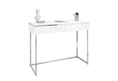 AURORA SILVER Konsole Weiß Hochglanz mit Silbergestell - Elegante Konsole aus der AURORA SILVER Kollektion, ideal für modernen Stil. Mit zwei geräumigen Schubladen und hochwertiger Acryloberfläche für zeitlose Schönheit und Funktionalität.