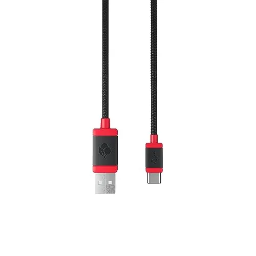 CHERRY USB CABLE 1.5, geflochtenes USB-C auf USB-A Kabel, zum Laden & zur Datenübertragung, für Tastatur, Maus, Smartphone, Tablet und mehr, 1,5 m lang, Schwarz
