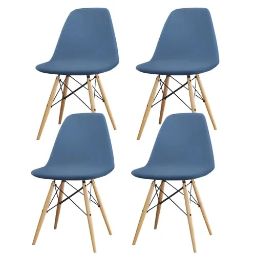 Langlebig Universal Stretch Stuhlhussen, 4er Set Elastische Moderne Stretch Stuhlbezug, Dining Chair Covers Samt Abnehmbare Waschbarer, für Esszimmer Hotel Bankett Hochzeit Partys Deko (4, Grau-blau)