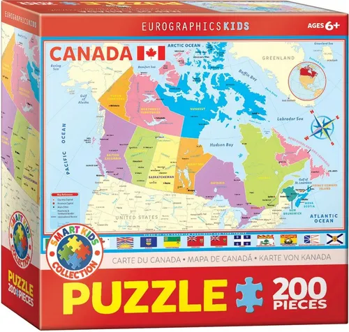 Puzzle Map of Canada Kids Karte von Kanada 200 Teile