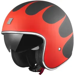 Bogotto V537 Wogi Jethelm, Schwarz-Rot, Größe XS - Motorradhelm mit thermoplastischer Außenschale, integriertem Sonnenvisier und herausnehmbarem, waschbarem Innenfutter für optimalen Komfort und Sicherheit.