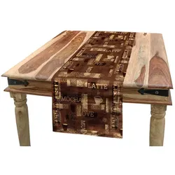 Abakuhaus Tischläufer Esszimmer Küche Rechteckiger Dekorativer Tischläufer, Kaffee Cafeteria Typography beige|braun 40 cm x 225 cm