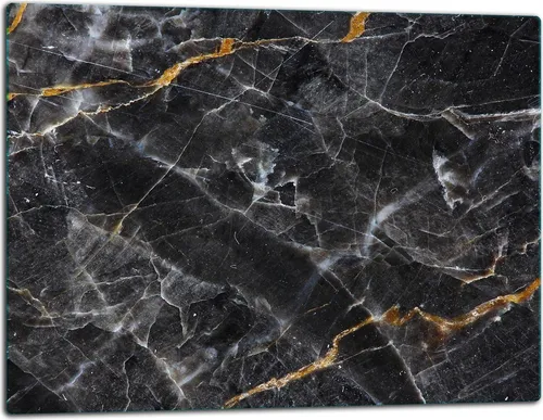 Glasschneidebrett Herdabdeckplatte Ceranfeld Universal 52x40 cm Schwarz Marmor