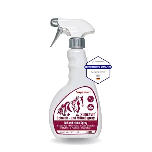 Supravit Schweif und Mähnenspray für Pferde | seidiges Glanzspray | leichte Kämmbarkeit | Mähnen und Schweifspray 500ml | erleichtert die Pferdepflege | Lange Geschmeidigkeit