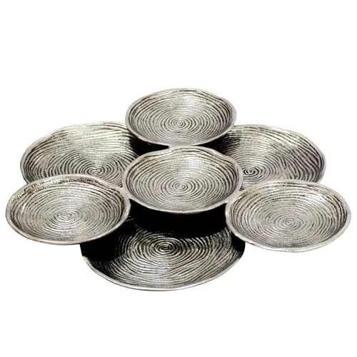Wohnling Dekoschale Silber Aluminium 44cm Rund - Design Standdeko Obstschale Metall - Schmuckteller Tisch Deko - Dekoteller Wohnaccessoire - Schmuckschale Schale Deko Badezimmer Handmade