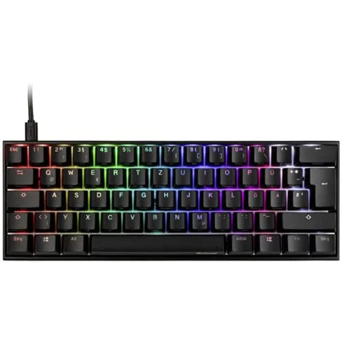 Ducky Mecha Mini Gaming Tastatur - 60% Gaming-Tastatur mit MX-Silent-Red Switches und RGB-Beleuchtung, robustes Metallgehäuse und abnehmbares USB Typ-C Kabel für optimale Flexibilität