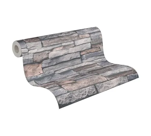 A.S. Création Tapete Steinoptik Grau Creme Terra 388132 - Vliestapete Stein - 10,05 m x 0,53 m - Made in Germany