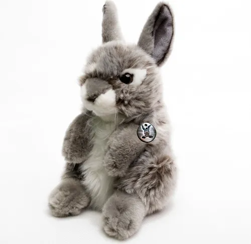 Hase Kaninchen Häschen Plüschtier Kuscheltier grau sitzend Plüschhase BARNEY
