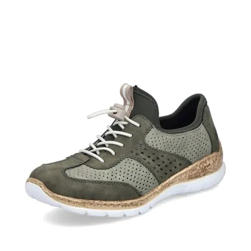 Rieker Damen Low-Top Sneaker N4245 - Damen-Sneaker in grün, mit komfortablem Keilabsatz (3.7 cm) und stylischem Design, ideal für Alltag und Freizeit.