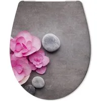 Calmwaters® WC Sitz Wellness Orchidee - Toilettendeckel aus antibakteriellem Duroplast, bis 250 kg belastbar, mit einfacher Montage und Absenkautomatik für optimale Hygiene.