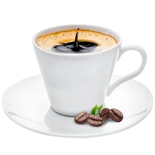 KONZEPT Kaffeetassen Set 6er mit Untertassen, 230 ml, Weiß - Tassen- & Untertassensets, elegantes Design, ideal für Kaffee und Tee, auch zum Bemalen geeignet, spülmaschinenfest und mikrowellengeeignet.