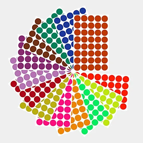 Etiketten Bunt 19 mm runde Aufkleber – 1,9 cm Klebepunkte 520 Stück von Royal Green