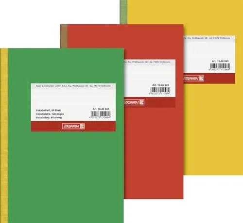 BRUNNEN Vokabelheft A6 - 10er Pack mit Glanzkarton - Praktisches Vokabelheft A6 mit 64 Blatt, ideal für Schule und Studium. Die hochwertige Glanzkarton-Oberfläche sorgt für eine ansprechende Optik und Langlebigkeit.