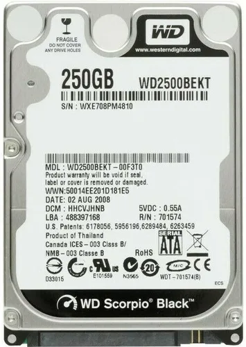 WD Scorpio Black 250GB 7200U/min