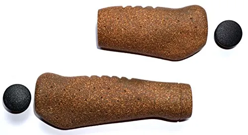 CBK-MS Fahrradgriffe Gel + Kork braun ergonomisch geformte Lenkergriffe lang/kurz 135/95 mm für Fahrrad