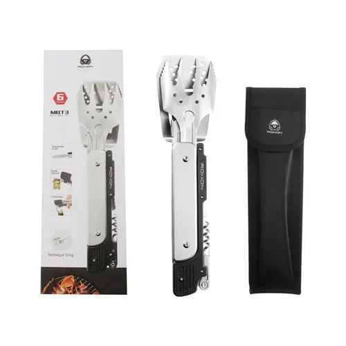 Roxon 6-in-1 Grillbesteck Multi BBQ Tool - Grill-Werkzeuge: Vielseitiges 6-in-1 Tool für Grillen und Camping, inklusive Grillzange und Grillgabel für optimale Kontrolle.