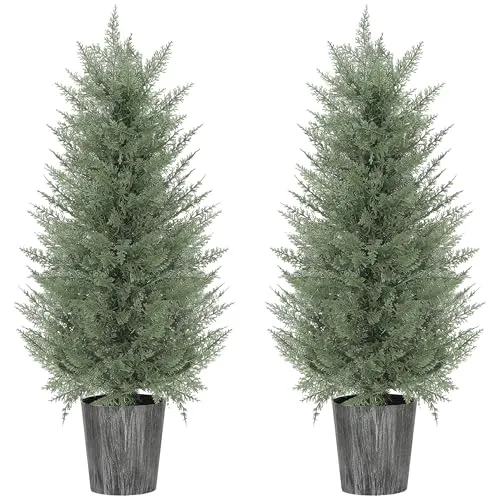 Künstliche Zypressenbäume im 2er Set – 90 cm hoch - Dekorative Kunstpflanzen im Topf, ideal für festliche Anlässe. Mit ihrer ansprechenden Optik bringen sie Farbe und Stil in jeden Raum.