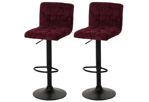 PROREGAL® Barhocker 2x Barhocker mit Lehne Sitzhöhe 63-83cm drehbar Stoff Bordeaux