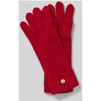 Fraas Kaschmirhandschuhe mit Label-Applikation in Rot, Größe 1