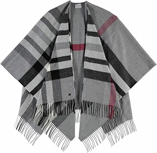 Fraas Poncho Polyacryl - Made in Germany - Poncho aus reinem Polyacryl, ideal für jede Jahreszeit. Mit auffälligem Karo-Muster, vielseitig kombinierbar und Made in Germany. Perfekt als Überwurf oder XXL-Schal!