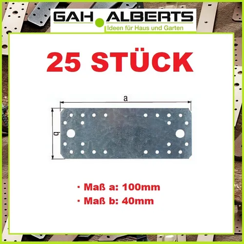 Alberts 847081 Flachverbinder - sendzimirverzinkt 100 x 40 mm, 25er Set für höchste Stabilität und Qualität in der Konstruktion