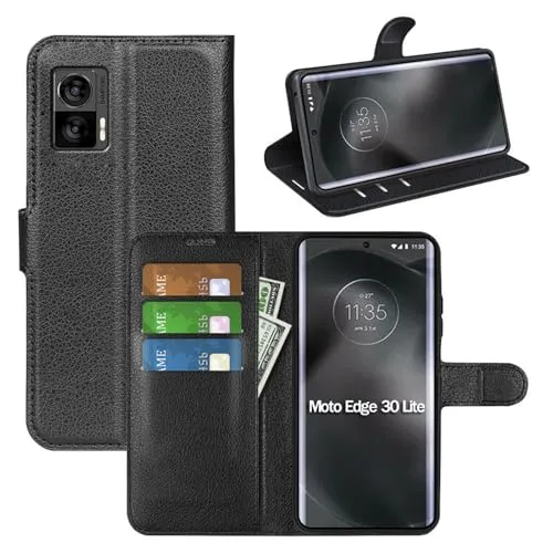 betterfon Handyhülle Kompatibel mit Motorola Moto Edge 30 Neo | Premium Qualität TPU Klapphülle für Moto Edge 30 Neo mit Kartenfächern | Magnetverschluss Handyhülle | Schwarz