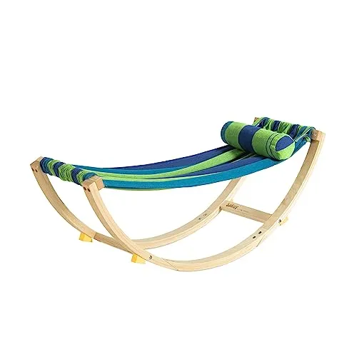 SoBuy Kinderhängematte mit Sicherheitsstopper Hängematte Schaukelliege Schaukel für Kinder Kinderstuhl Kinderzimmer Holz Hängesack Kinder Bunt BHT ca. 122x48x36cm KMB16-J