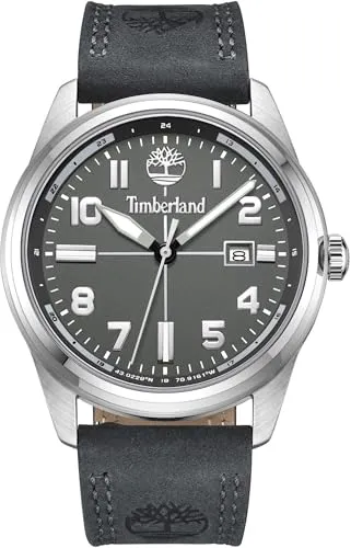 Timberland Herren Armbanduhr Northbridge in der Farbe Grau mit Lederarmband, Gehäusedurchmesser: 45 mm, TDWGB2230704