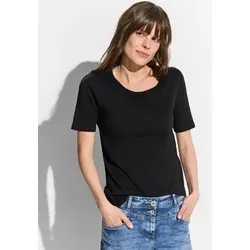 Damen T-Shirt in Unifarbe in schwarz von CECIL