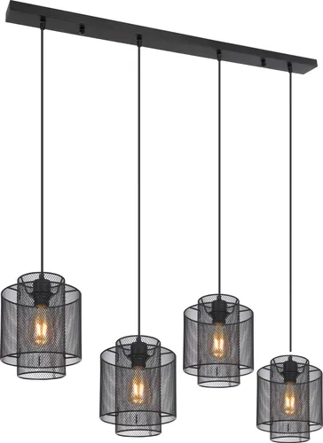 GLOBO LIGHTING 4-flammige Hängeleuchte Schwarz - Lampen - Stilvolle 4-flammige Pendelleuchte mit elegantem Metallgitter-Design, ideal für Esszimmer und Wohnräume. Dimmbar je nach Leuchtmittel für individuelle Lichtatmosphäre.