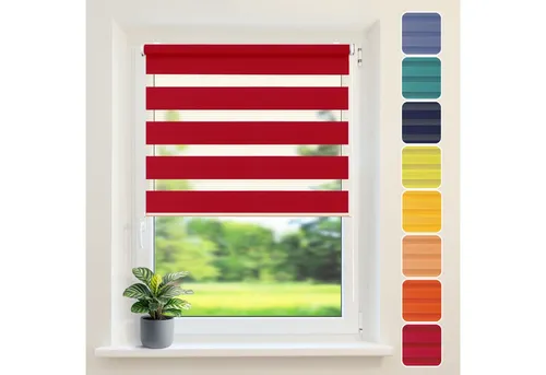 Doppelrollo Duo-Rollo Klemm Fix – Sicht- und Blendschutz ohne Bohren, 50 cm x 150 cm, Rot - Praktisches Doppelrollo zur einfachen Montage ohne Bohren. Ideal für effektiven Sicht- und Blendschutz. Flexibel einstellbar mit Kettenzug und in stilvollem Rot.