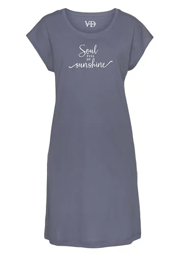 Nachthemd VIVANCE DREAMS, Damen, Dunkelblau - Bequemes Nachthemd für Damen in Dunkelblau mit sommerlichem Statementdruck. Aus weichem Single Jersey (50% Baumwolle, 50% Viskose) für optimalen Tragekomfort.