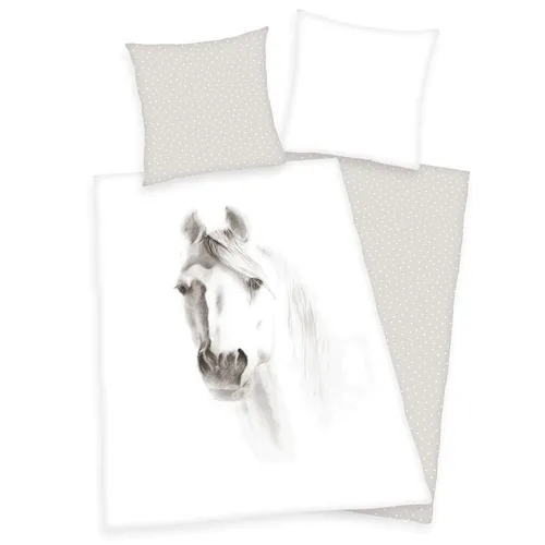 Herding Bettwäsche Pferd 135x200cm - Bettwäsche mit traumhaftem Pferdemotiv, aus 100% Baumwolle (Renforcé), pflegeleicht und mit Reißverschluss. Ideal für Pferdeliebhaber und einladend für ein gemütliches Schlafzimmer.