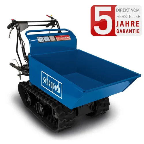 Scheppach DP4500 Ketten Dumper 400kg Traglast - 5,5 PS mit Kippfunktion - Kipper & Dumper mit 400 kg Traglast, ideal für Bauprojekte. Robuster 4-Takt Benzinmotor mit 5,5 PS und vielseitiger Kippfunktion für effizientes Arbeiten.
