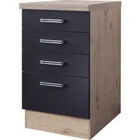 Flex Well Auszugunterschrank Santo 50 x 60 x 86 cm - Küchenschrank in anthrazit matt, ideal für Platzersparnis und optimale Organisation in Ihrer Küche.