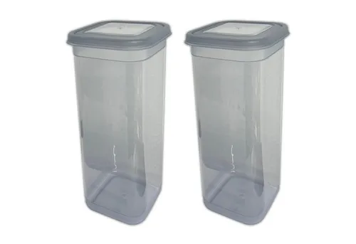 HAC24 Vorratsdose Frischhaltedose Mehl Zucker Nudel Aufbewahrungsdose, Kunststoff, (2-tlg), mit Deckel Grau 1,9 L