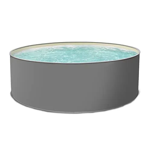 Paradies Pool® Edition grau Einzelbecken rund, 350x120cm (Ø x H), Stahlwandbecken, Poolplane in Sand 0,8mm, Handlauf grau, inkl. Skimmer-Set, Swimmingpool, Menge: 1 Stück