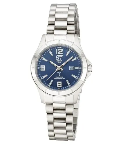 ETT Funkuhr Gobi Lady ELS-11675-32M - Damenuhr mit Solar-Antrieb und Edelstahlarmband, bietet Leuchtzeiger und eine automatische Zeitumstellung für höchsten Komfort.