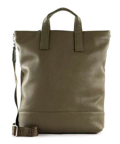 Jost Rucksack Vika grün - Stylischer Rucksack aus 100% Leder, ideal für den Alltag mit einem eleganten, unifarbenen Design in Khaki und praktischen Maßen.